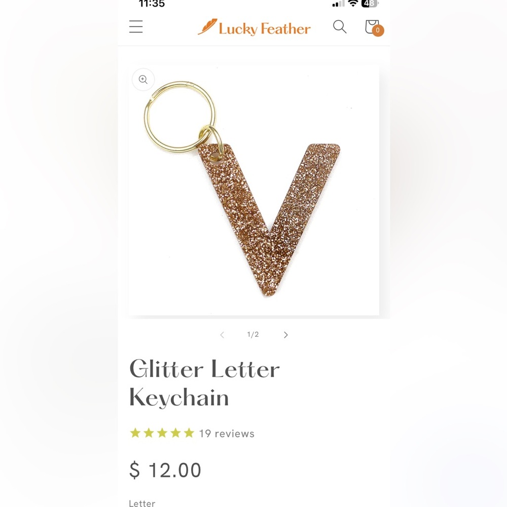 Glitter Letter Keychain - gold glitter new by Lucky Feather